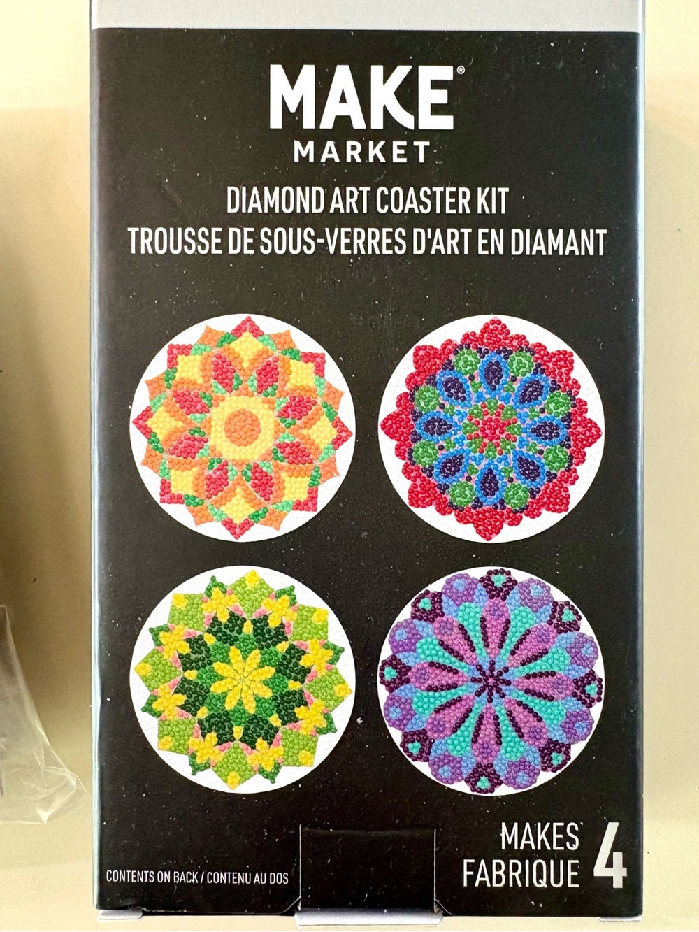 MAKE Market Diamond Art Coaster Kit - Colorful Mandala Coasters (Set of 4) NEW